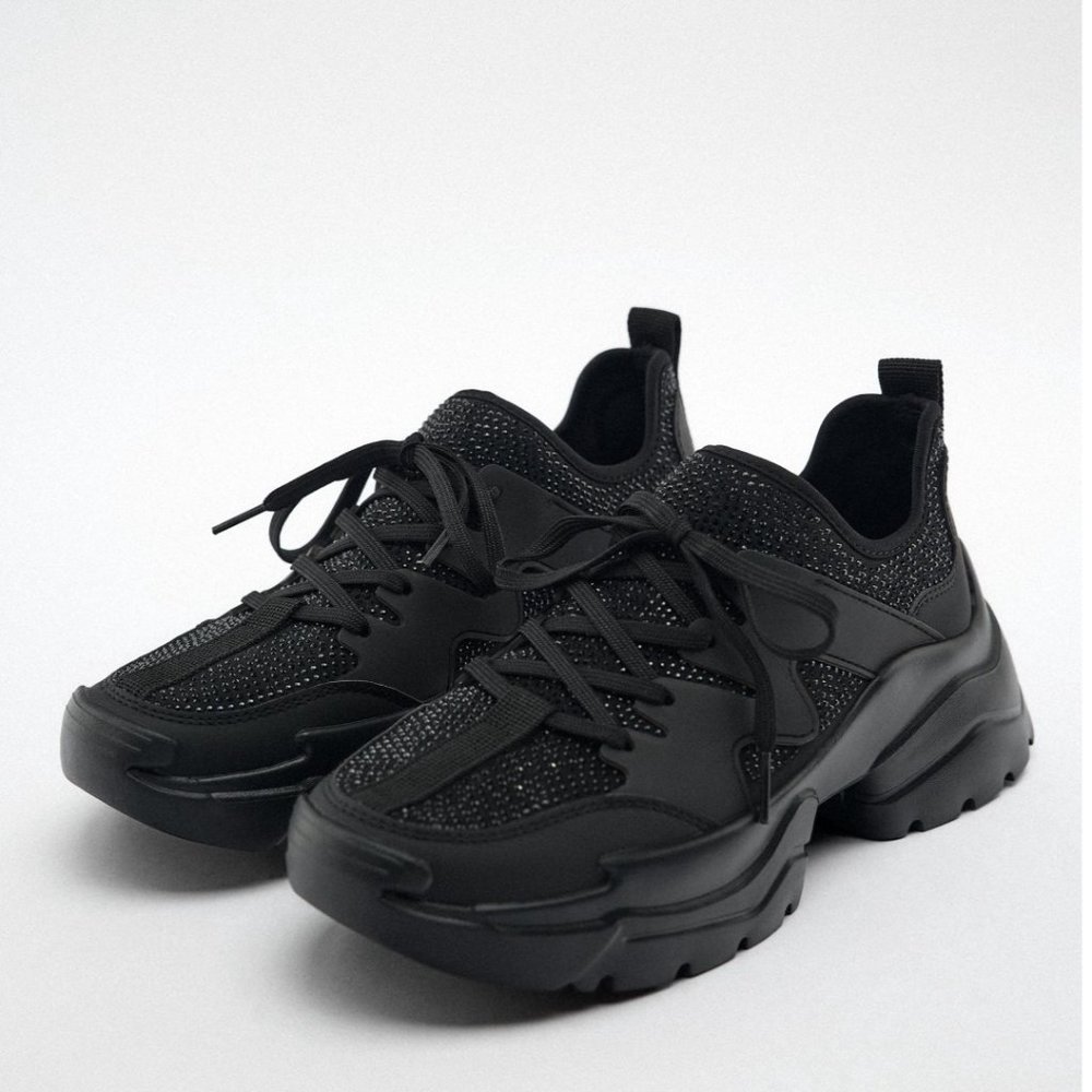 Zara BNWT Rhinestone sneakers, Running shoes